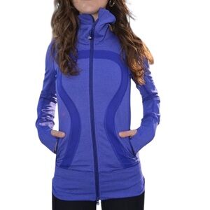 LULULEMON IN STRIDE Purple Tonka Stripe Full-Zip Performance Jacket 4